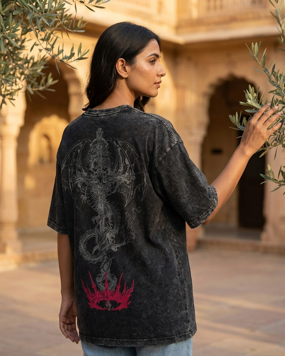 Infernal Cross T-Shirt (Black Acid Wash)